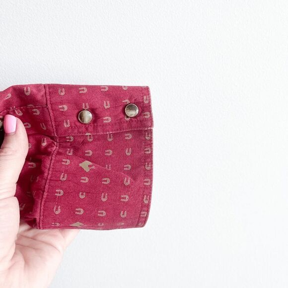 Roper Mens Casual Shirt Snap Up Horshoe Long Sleeve Chest Pockets Red 2XL - Picture 3 of 7